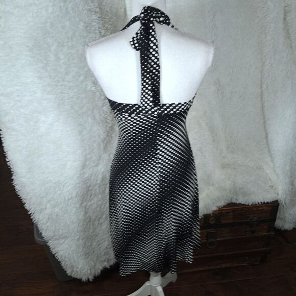 PAPAYA BLACK & WHITE POLKA-DOT HALTER DRESS SZ.S EUC - Picture 6 of 8
